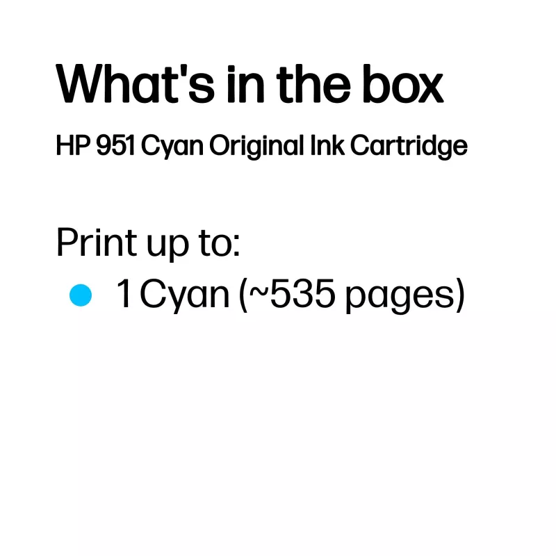 HP 951 Cyan Original Druckerpatrone, Cyan, 1 Stück(e), 535 Seiten