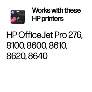 HP 951 Magenta Original Tintenpatrone – Pigmenttinte, Standardkapazität, 8 ml, 535 Seiten