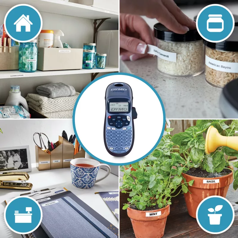 DYMO LetraTag LT-100H Handheld-Etikettendrucker | ABC-Tastatur-Etikettendrucker mit leicht ablesbarem 13-Zeichen-LCD-Display | für Zuhause oder Büro | Blau