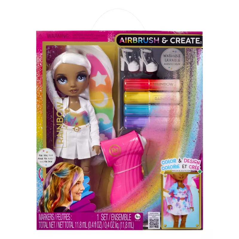 Rainbow High Air Brush & Create Fashion Dolls - Graue Augen, Modepuppe, Weiblich, 4 Jahr(e), Junge/Mädchen, Mehrfarbig
