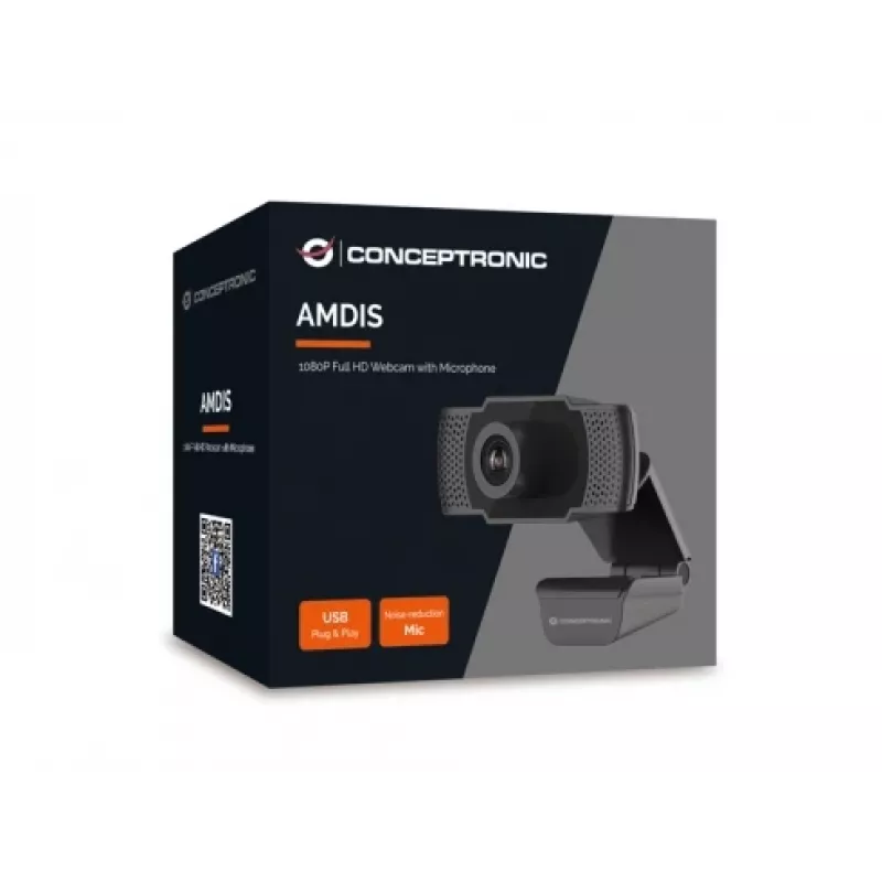 Conceptronic AMDIS 1080P Full HD Webcam mit Mikrofon, 2 MP, 1920 x 1080 Pixel, Full HD, 30 fps, 1280x720@30fps, 1920x1080@30fps, M-JPEG, YUV
