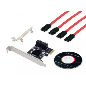 Conceptronic EMRICK 4-Port SATA PCIe Adapter mit SATA-Kabeln