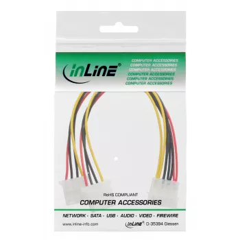 InLine Internes Strom-Y-Kabel 1x 5,25 Zoll Molex / 2x 5,25 Zoll Molex 0,20 m
