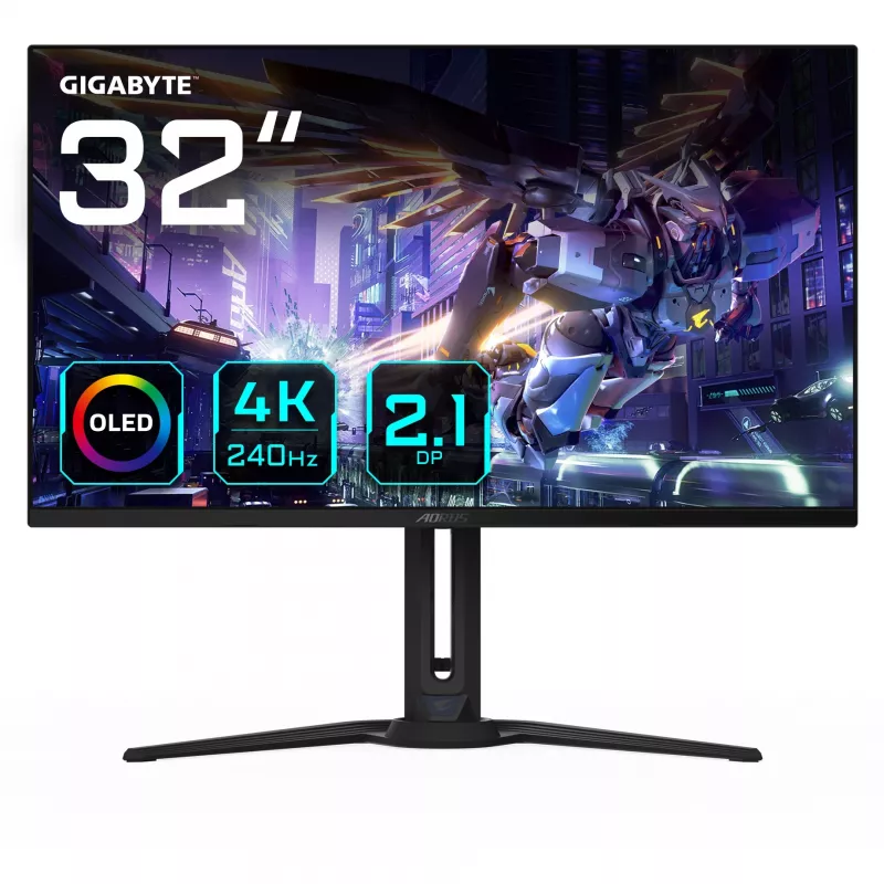 GIGABYTE AORUS FO32U2P 32” OLED Gaming-Monitor - 3840 x 2160 (UHD), 240 Hz, 0,03 ms, 250 cd/m², KVM, FreeSync Premium Pro, DisplayHDR True Schwarz 400, DisplayPort 2.1