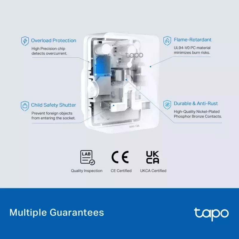 Smarte Steckdose TP‑Link Tapo Mini P110M — Wi‑Fi/Bluetooth Smart-Steckdose für Innenräume, 16 A, 100–240 V, 3680 W, weiß