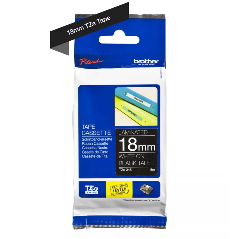 Laminierband Brother TZe345 18mm Weiß auf Schwarz