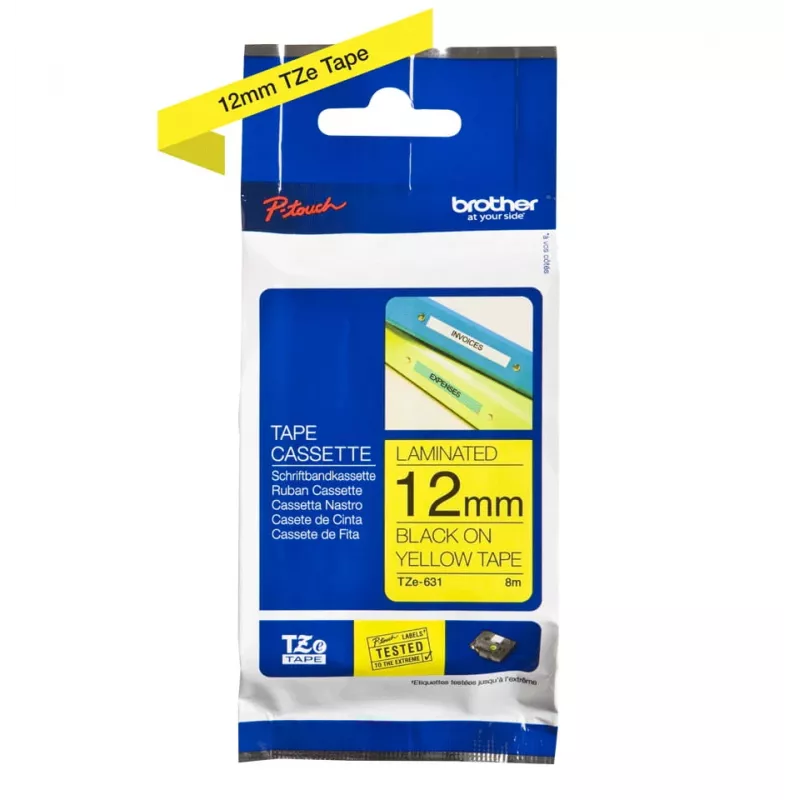 Labelband Brother TZe-631 (TZe) 12 mm x 8 m, schwarz auf gelb