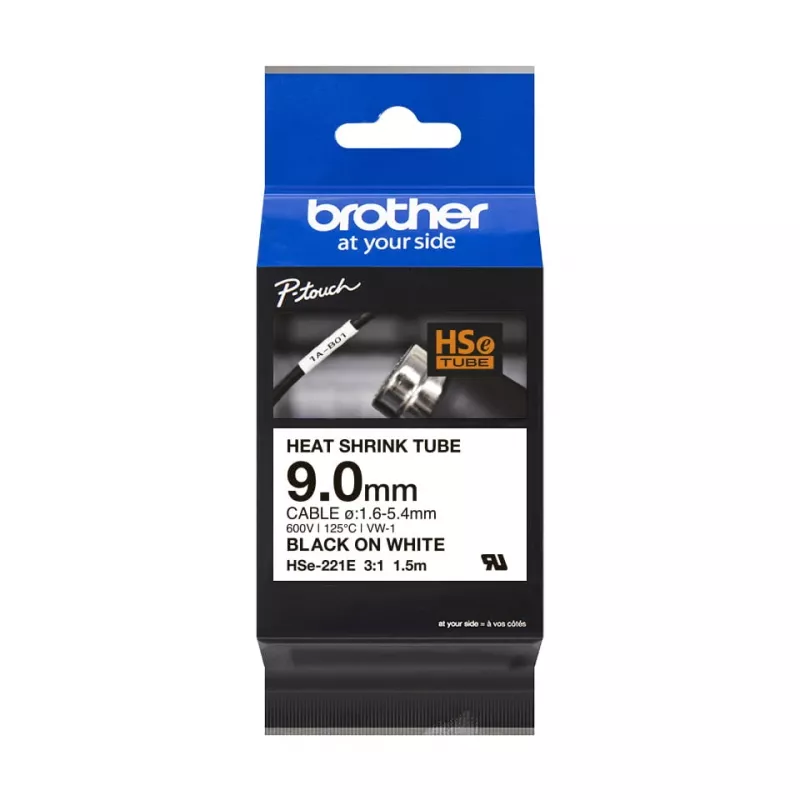 Schrumpfschlauch Brother HSE-221E Schwarz Weiß 150 cm