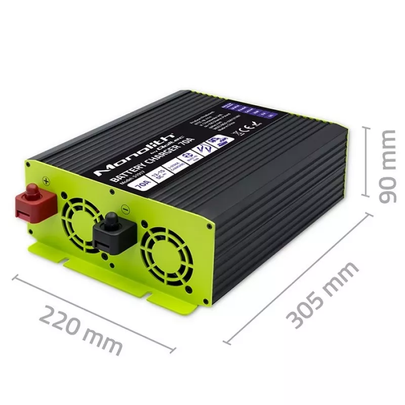 Batterieladegerät QOLTEC 51917 für LiFePO4/AGM/GEL/SLA-Batterien, 70 A Ausgang