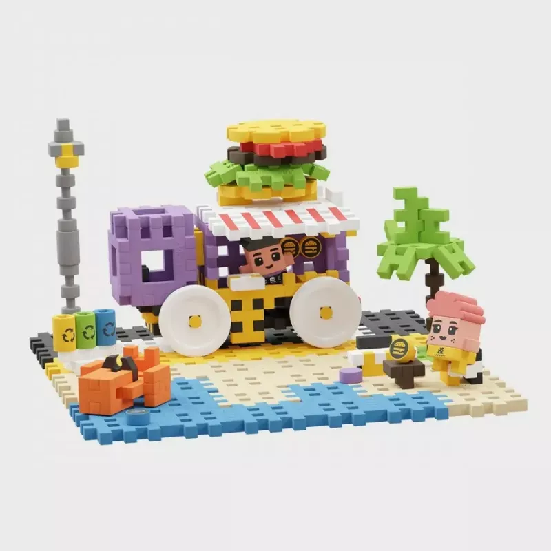 Spielzeug-Baukasten Marioinex Blocks Waffle mini Food Truck 904244 buntes Bauset