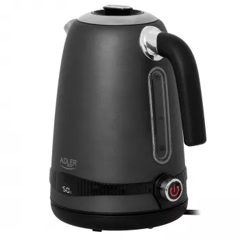 Adler Wasserkocher | AD 1295g SS | Elektrisch | 2200 W | 1,7 L | Edelstahl | 360° drehbarer Sockel | Grau