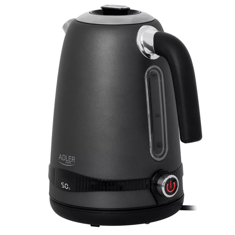 Adler Wasserkocher | AD 1295g SS | Elektrisch | 2200 W | 1,7 L | Edelstahl | 360° drehbarer Sockel | Grau