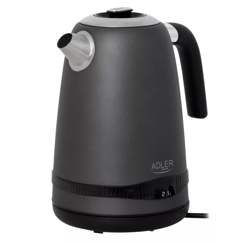 Adler Wasserkocher | AD 1295g SS | Elektrisch | 2200 W | 1,7 L | Edelstahl | 360° drehbarer Sockel | Grau