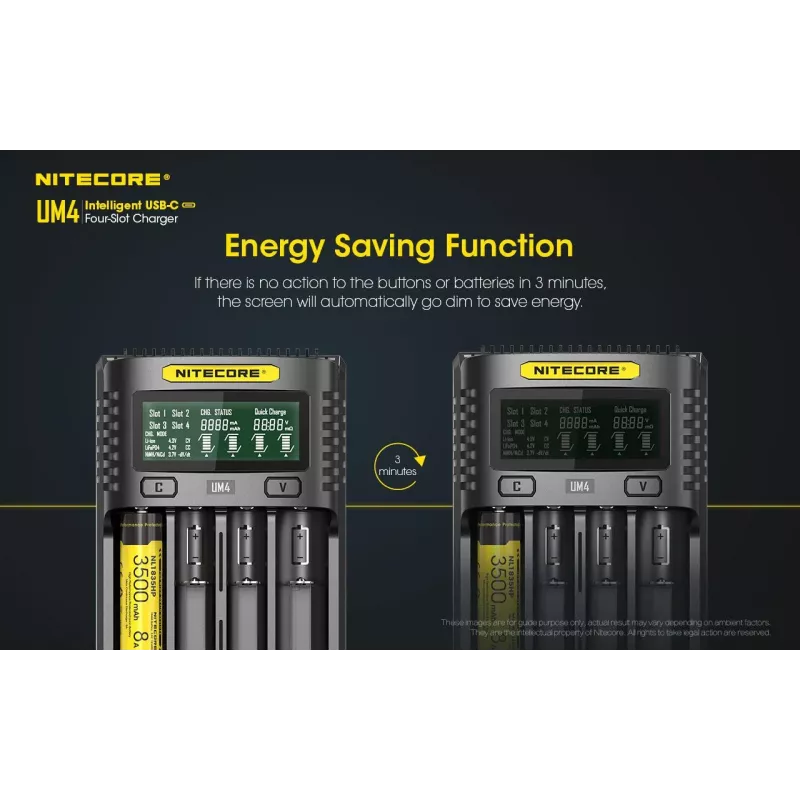 Nitecore UM4 Ladegerät Haushaltsbatterie DC Lithium-Eisenphosphat Lithium-Ionen Nickel-Cadmium