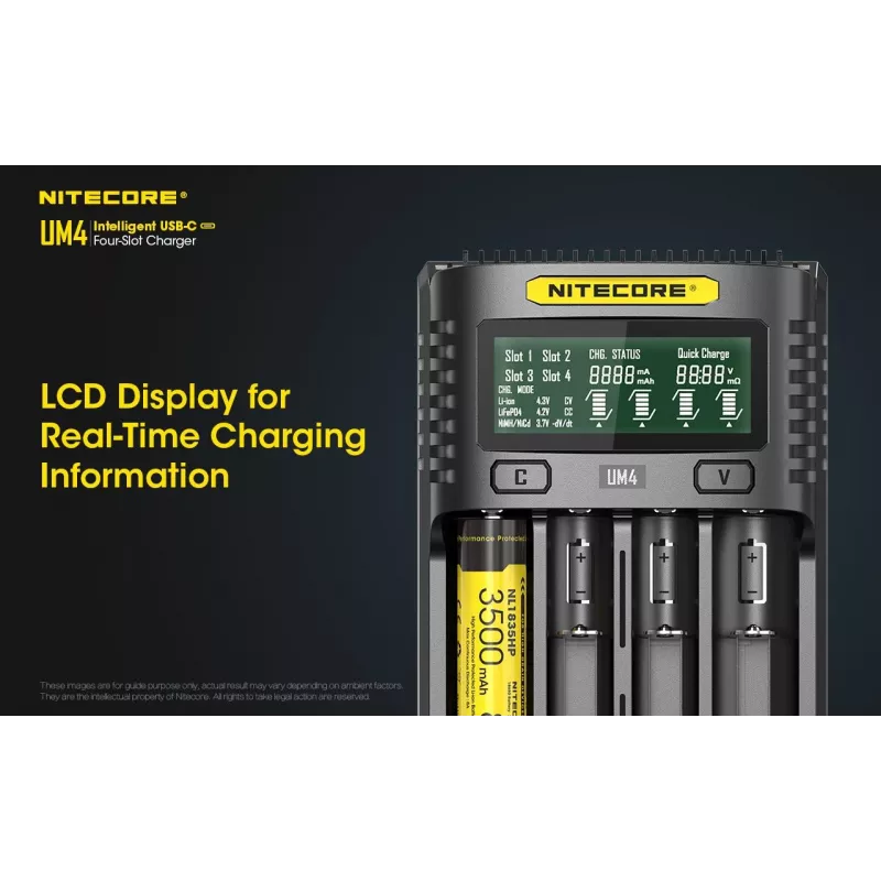 Nitecore UM4 Ladegerät Haushaltsbatterie DC Lithium-Eisenphosphat Lithium-Ionen Nickel-Cadmium
