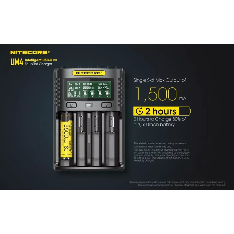 Nitecore UM4 Ladegerät Haushaltsbatterie DC Lithium-Eisenphosphat Lithium-Ionen Nickel-Cadmium