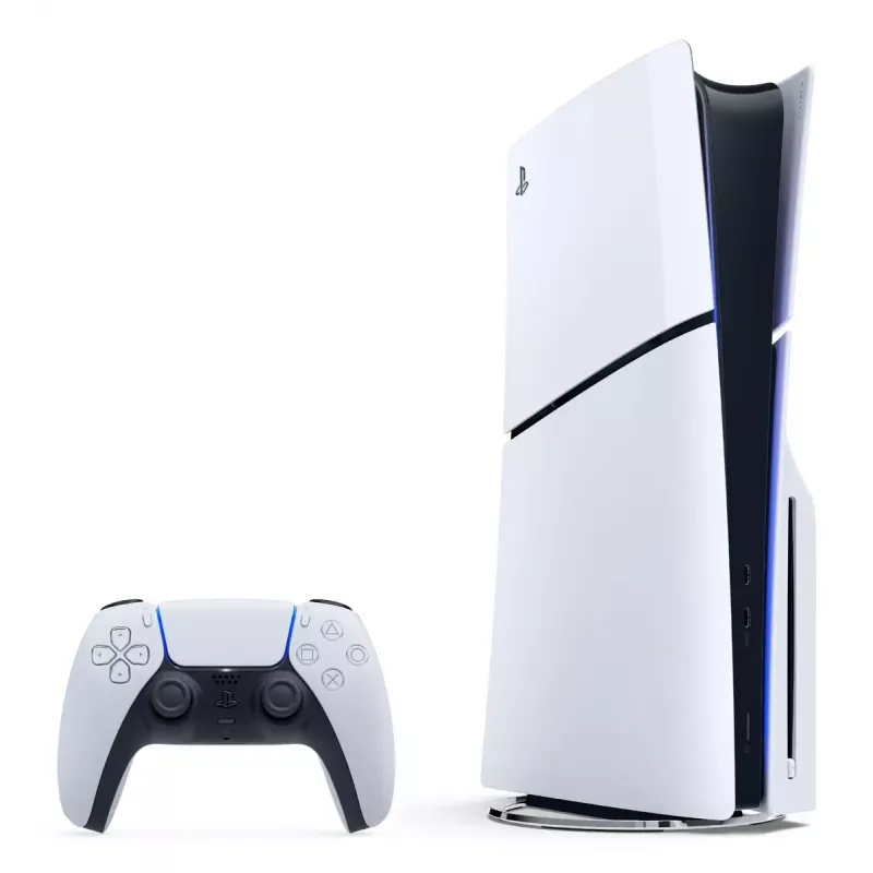 Spielkonsole Sony PlayStation 5 schlank — 1 TB SSD, AMD Ryzen Zen 2 8-Kern 3,5 GHz, AMD RDNA 2 10,3 TFLOPS, 8K HDR, VR-fähig, Bluetooth 5.1, Wi‑Fi, Gigabit Ethernet