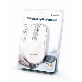 Maus USB Optisch Kabellos WEISS/SILBER MUSW-4B-06-WS Gembird