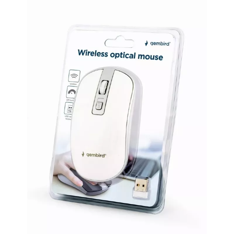 Maus USB Optisch Kabellos WEISS/SILBER MUSW-4B-06-WS Gembird