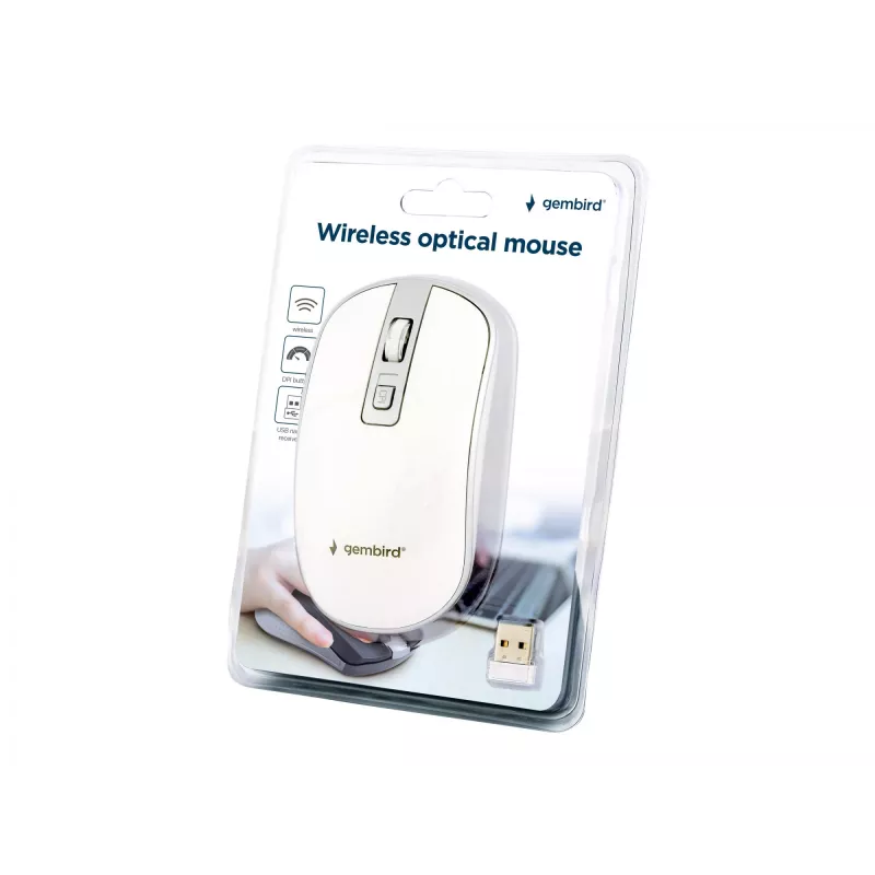 Maus USB Optisch Kabellos WEISS/SILBER MUSW-4B-06-WS Gembird
