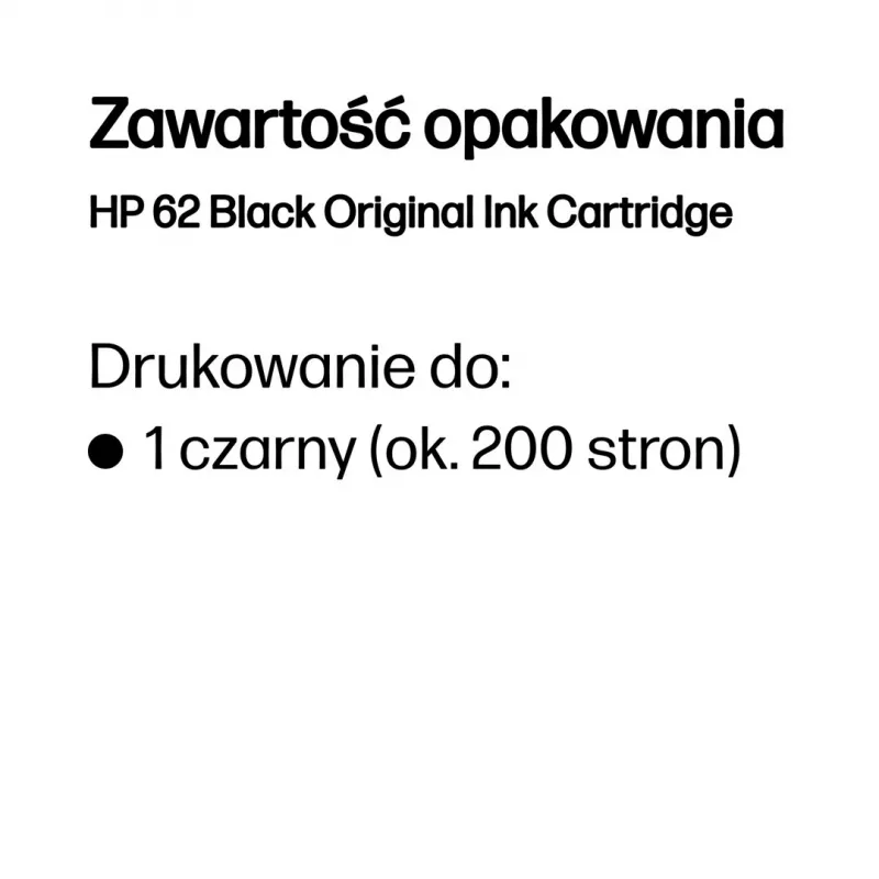 HP 62 Schwarz Original Tintenpatrone