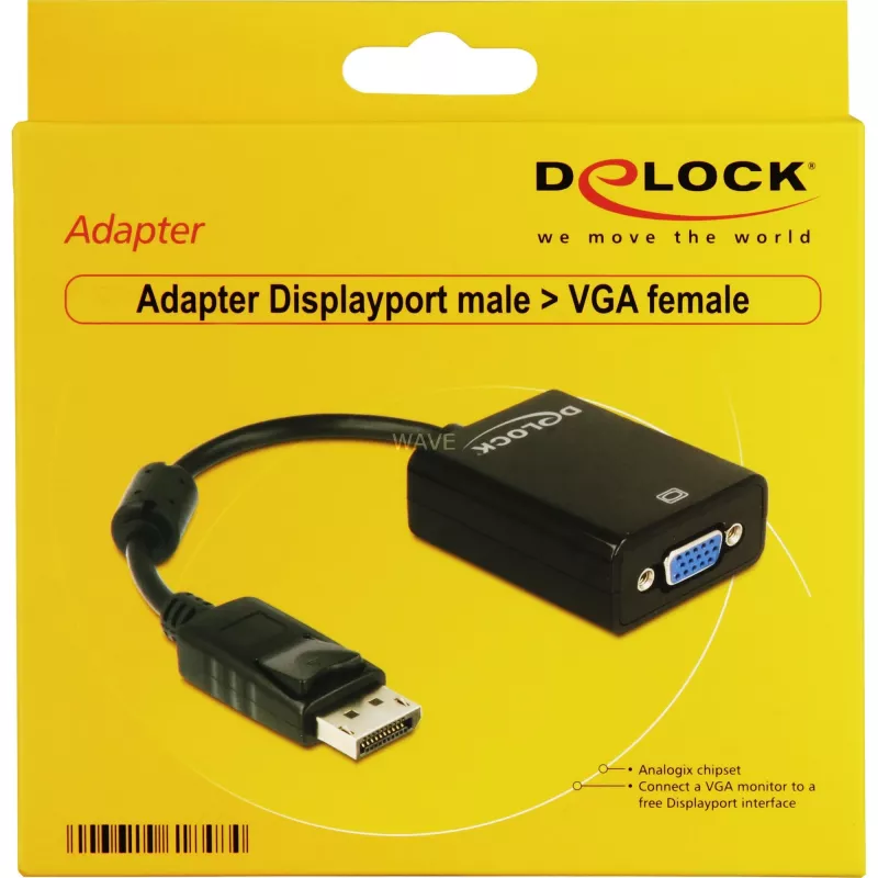 DeLOCK 61848 Videokabel-Adapter 0,125 m VGA (D-Sub) DisplayPort Schwarz