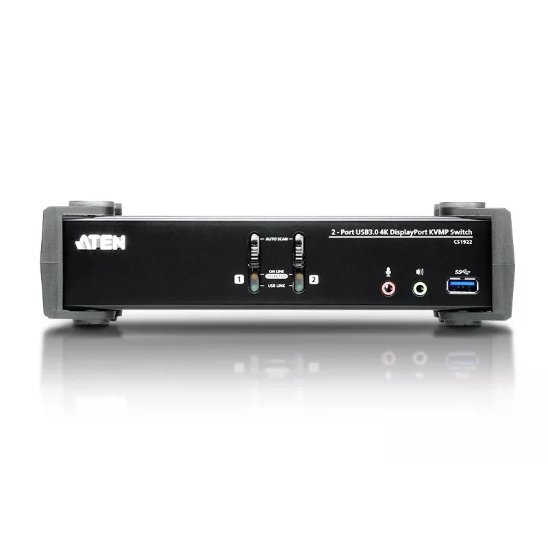 ATEN 2-Port USB 3.1 Gen 1 4K DisplayPort 1.2 KVMP™ Switch mit Audio (KVM-Kabel enthalten)