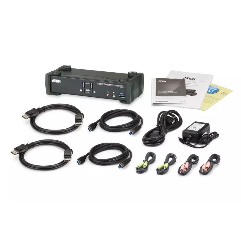 ATEN 2-Port USB 3.1 Gen 1 4K DisplayPort 1.2 KVMP™ Switch mit Audio (KVM-Kabel enthalten)