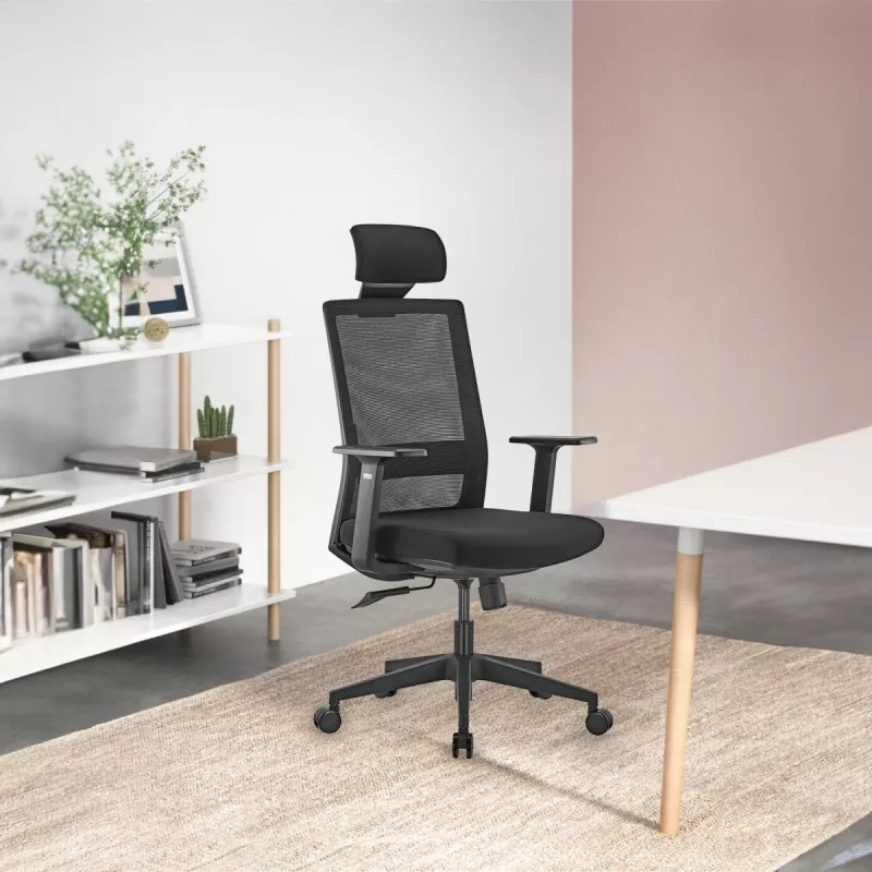 Ergo Office ER-425 Ergonomischer High-Back-Bürostuhl, max. 150 kg, drehbar, verstellbare Stützen