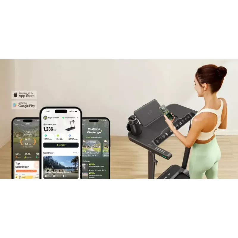 Urevo Laufband mit integriertem Arbeits- und Übungstisch Foldi 3S Maximales Benutzergewicht 120 kg Mindestgeschwindigkeit 1 km/h Höchstgeschwindigkeit 12 km/h