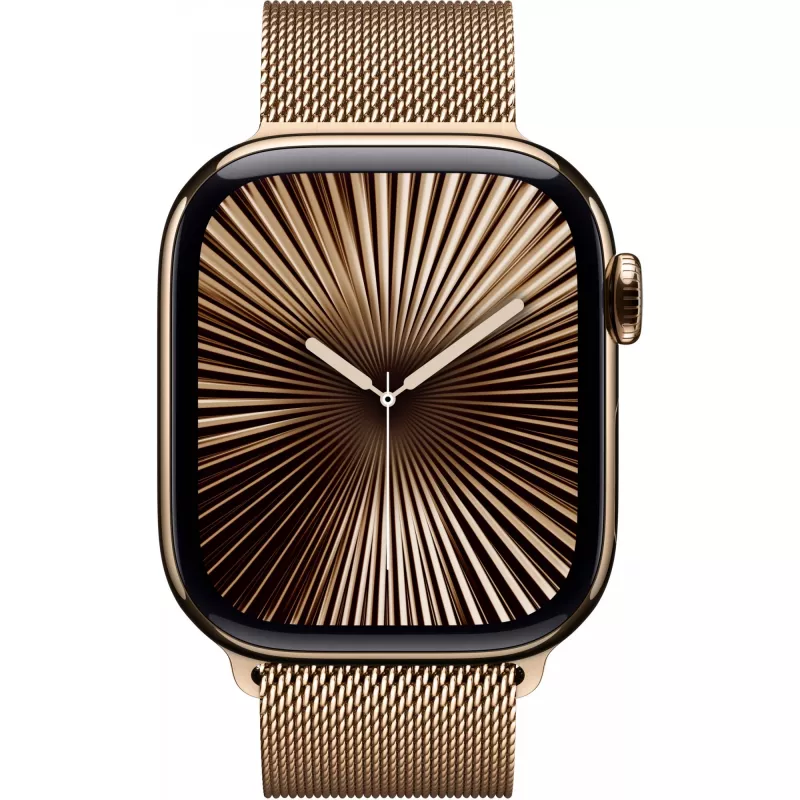 APPLE Watch Series 10 GPS + Cellular 42mm Gold Titangehäuse mit Golden Milanese Loop