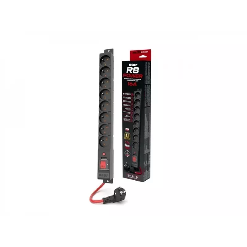 ACAR S8 Black 8 AC-Ausgänge 230 V 10m