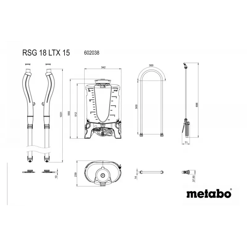 Rückentragbare Gartenspritze Metabo RSG 18 LTX 15