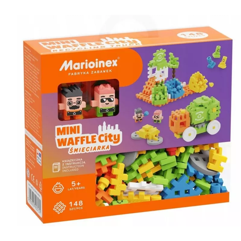 Spielzeugbausteine Marioinex Blocks Waffle mini Müllauto 14 Stk. 903131