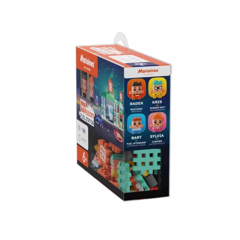 Baustein-Set Marioinex Mini Waffle Blocks Tankstelle, 148 Teile, mehrfarbig, ab 6 Jahren