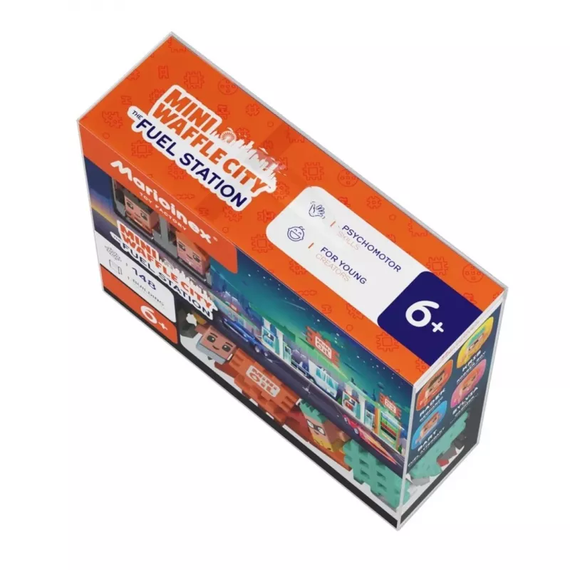 Baustein-Set Marioinex Mini Waffle Blocks Tankstelle, 148 Teile, mehrfarbig, ab 6 Jahren