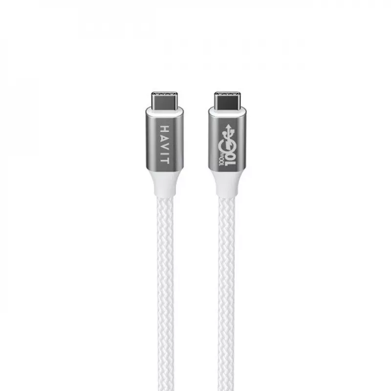 Havit CB6290 USB Type C auf USB Type C Kabel 1 m 10 Gbit/s Grau Weiß