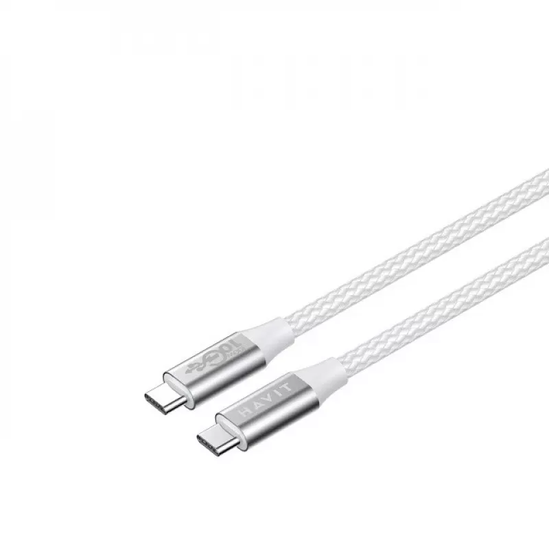 Havit CB6290 USB Type C auf USB Type C Kabel 1 m 10 Gbit/s Grau Weiß