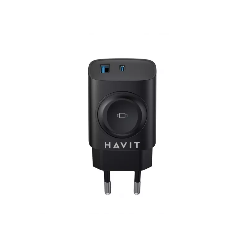 Havit UC132 EU GaN 22W Dual-Port-Ladegerät kabelloses Laden schwarz