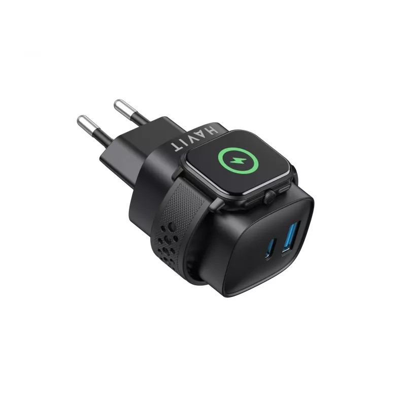 Havit UC132 EU GaN 22W Dual-Port-Ladegerät kabelloses Laden schwarz