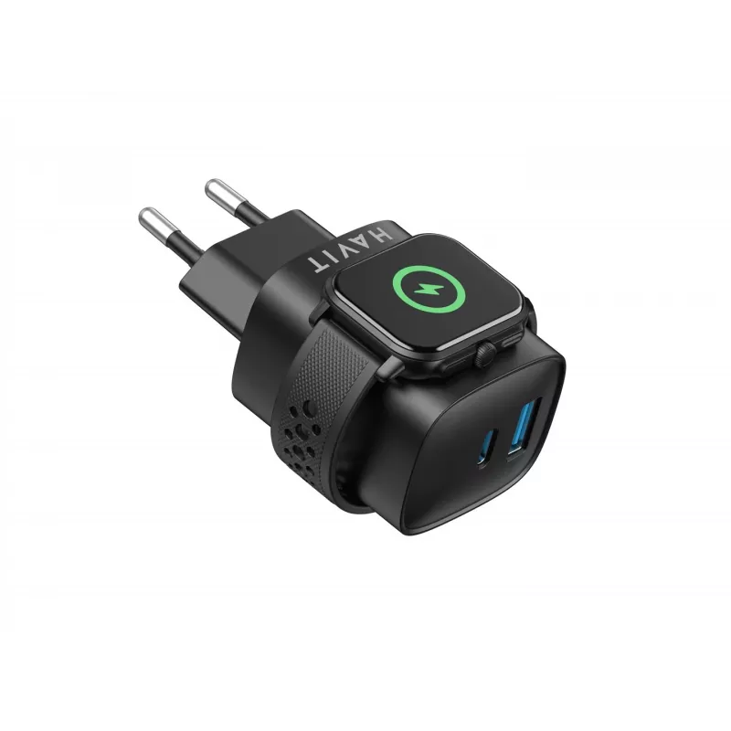 Havit UC132 EU GaN 22W Dual-Port-Ladegerät kabelloses Laden schwarz