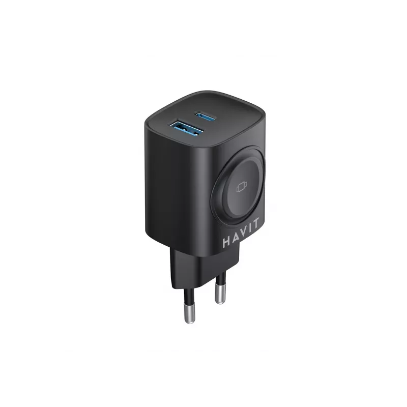 Havit UC132 EU GaN 22W Dual-Port-Ladegerät kabelloses Laden schwarz