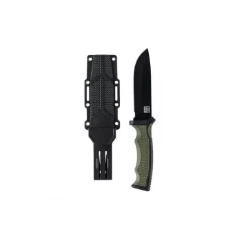 Multifunktionsmesser 101 INC Bushawk 9244 — Edelstahlklinge 3Cr13 110 mm, grüner Kunststoffgriff, rutschfeste Oberfläche, mit Scheide