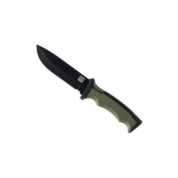 Multifunktionsmesser 101 INC Bushawk 9244 — Edelstahlklinge 3Cr13 110 mm, grüner Kunststoffgriff, rutschfeste Oberfläche, mit Scheide