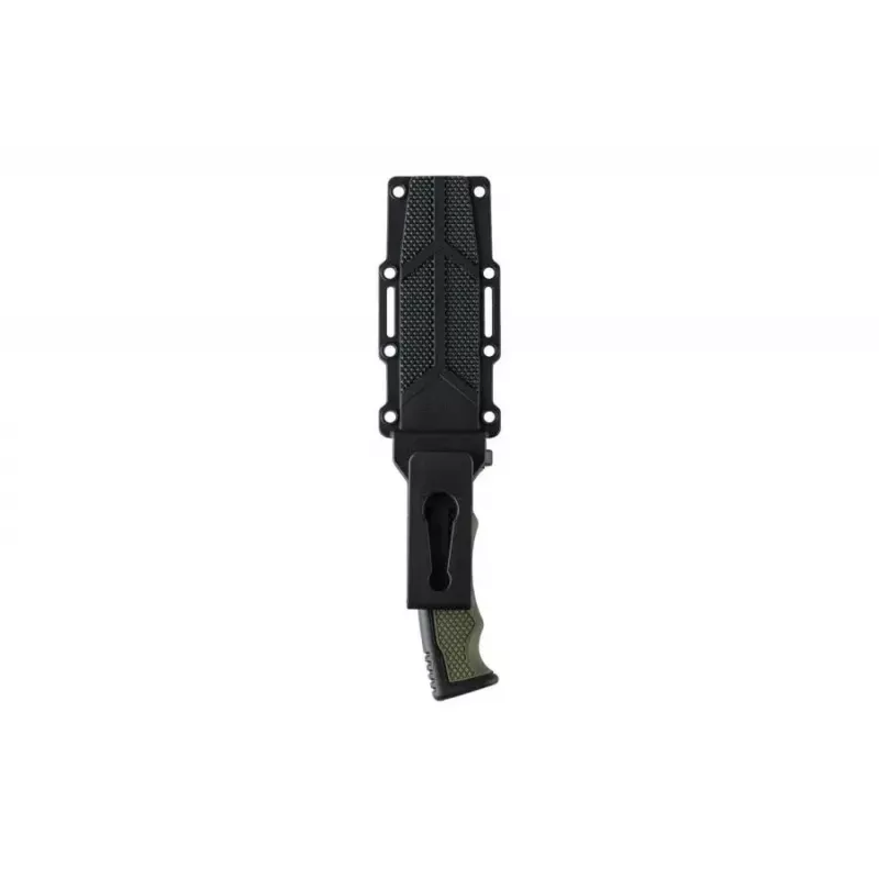 Multifunktionsmesser 101 INC Bushawk 9244 — Edelstahlklinge 3Cr13 110 mm, grüner Kunststoffgriff, rutschfeste Oberfläche, mit Scheide