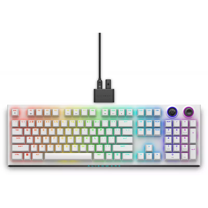 Dell | Alienware Tri-Mode AW920K | Kabellose Gaming-Tastatur | Kabellos | RGB LED-Beleuchtung | US | Bluetooth | Lunar Light | Nummernblock | CHERRY MX Red | Kabellose Verbindung