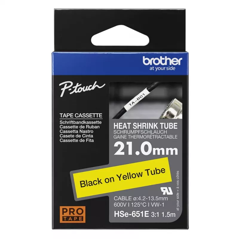Druckerband Brother HSE-651E Schwarz 2,1 cm x 1,5 m