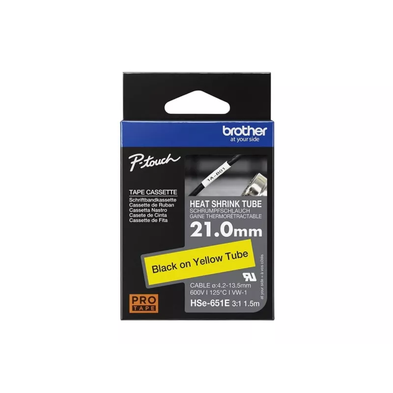 Druckerband Brother HSE-651E Schwarz 2,1 cm x 1,5 m