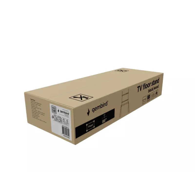 TV-Zubehör Bodenständer 55-86/BLK/WOOD TVS-86F-01-BK Gembird