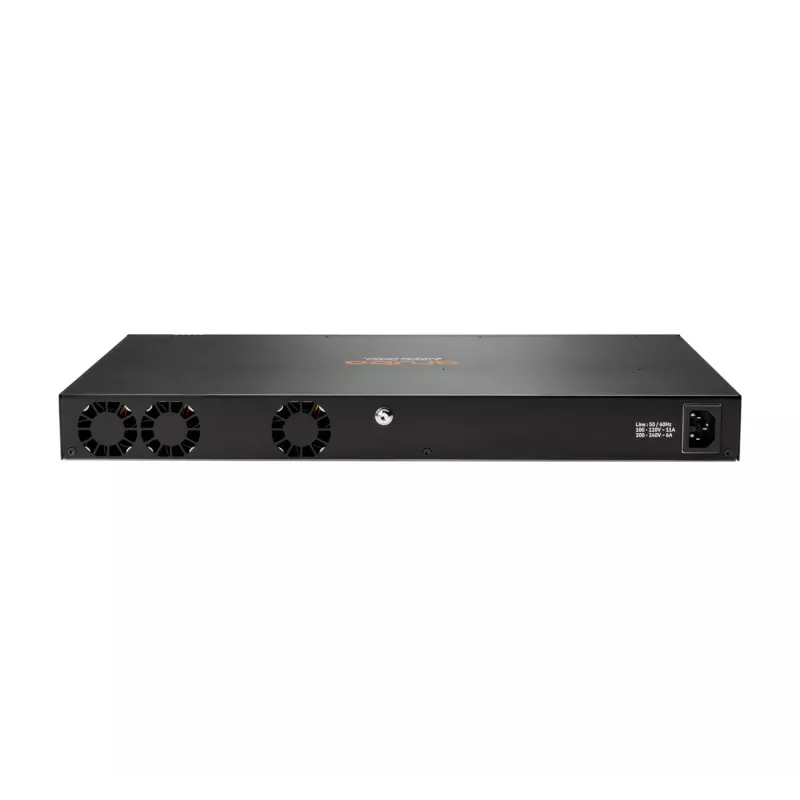 HPE - Aruba Serie - Aruba 6300F - Switch - L3 - managed - 24 x 10/100/1000 + 4 x 1 Gigabit / 10 Gigabit / 25 Gigabit / 50 Gigabit SFP56 (Uplink / Stacking) Front und Seite zu Rückseite